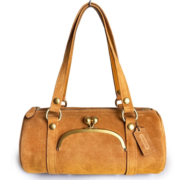 NWT Coach Originals Kisslock Barrel Bag Caramel Suede Leather Limited Edition - Picture 1 of 15